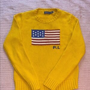 Polo by Ralph Lauren Bright Yellow American Flag Crewneck Sweater